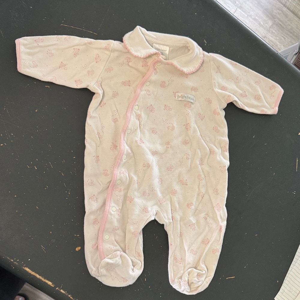 Adorable Cream and Pink Kids Footie